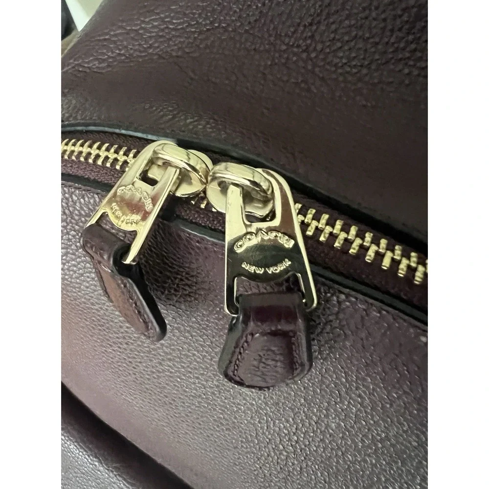 Coach Oxblood Burgundy Pebble Leather Nylon Backpack Travel Daypack 14